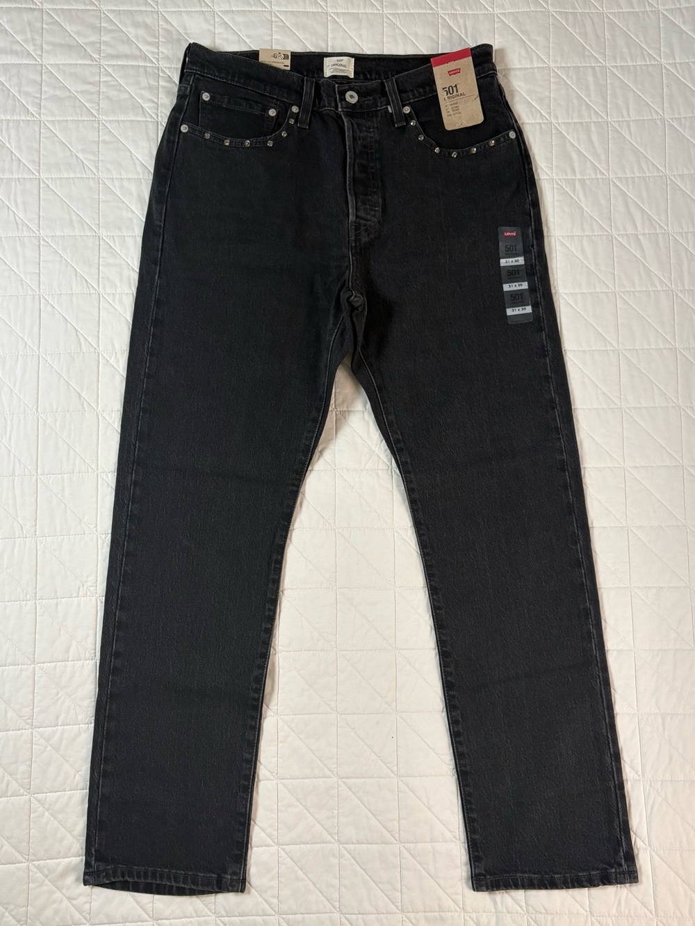Levis 501 Original Women’s Black Rhinestone Studded Pocket Jeans - W31 L30 NWT